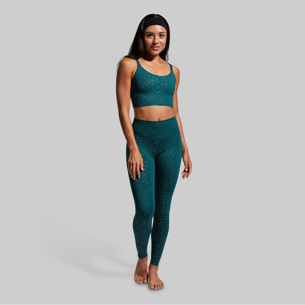 Born primitive “Your go to” sports bra and leggings, pine gold.